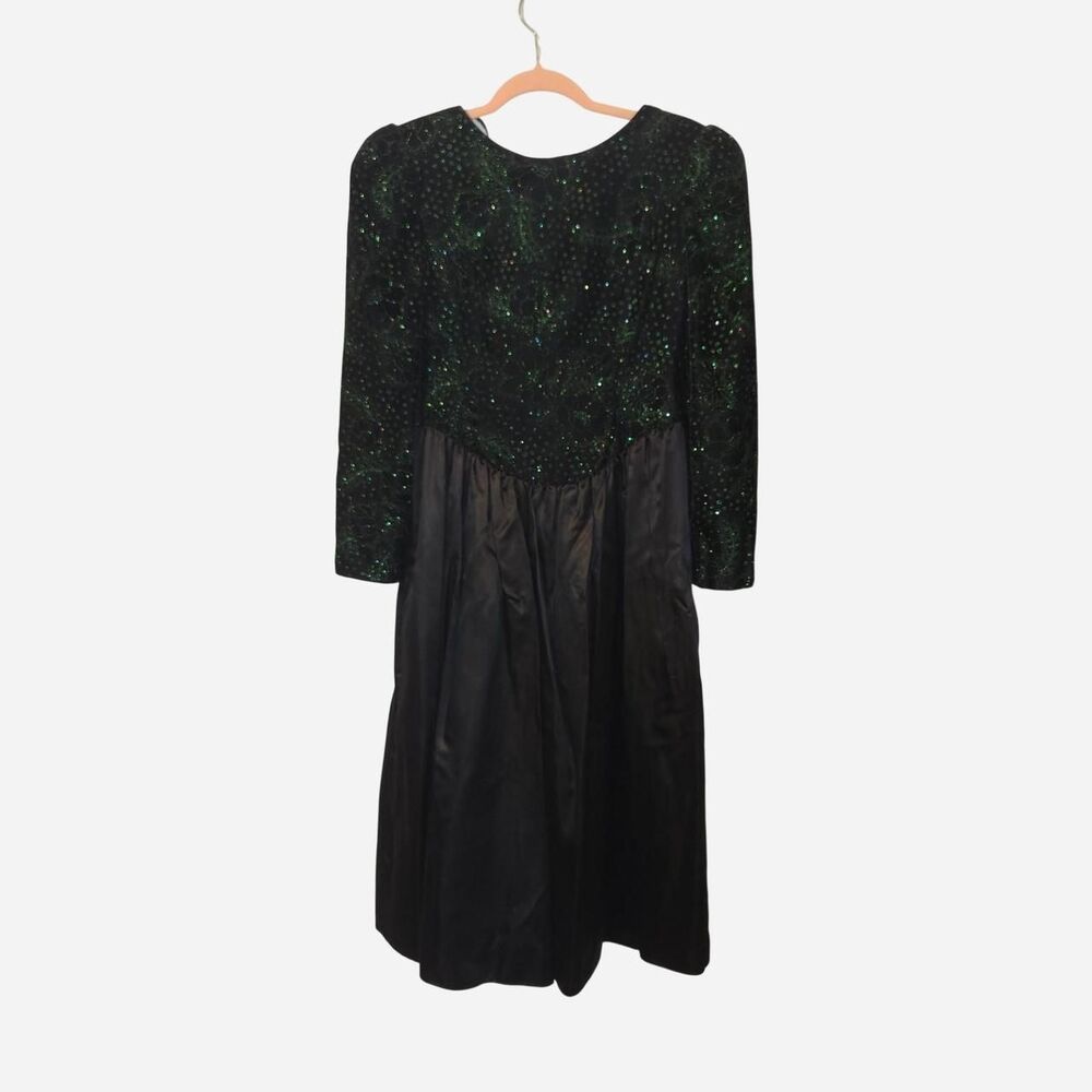 Gunne sax Women's Black and Green velvet top dress